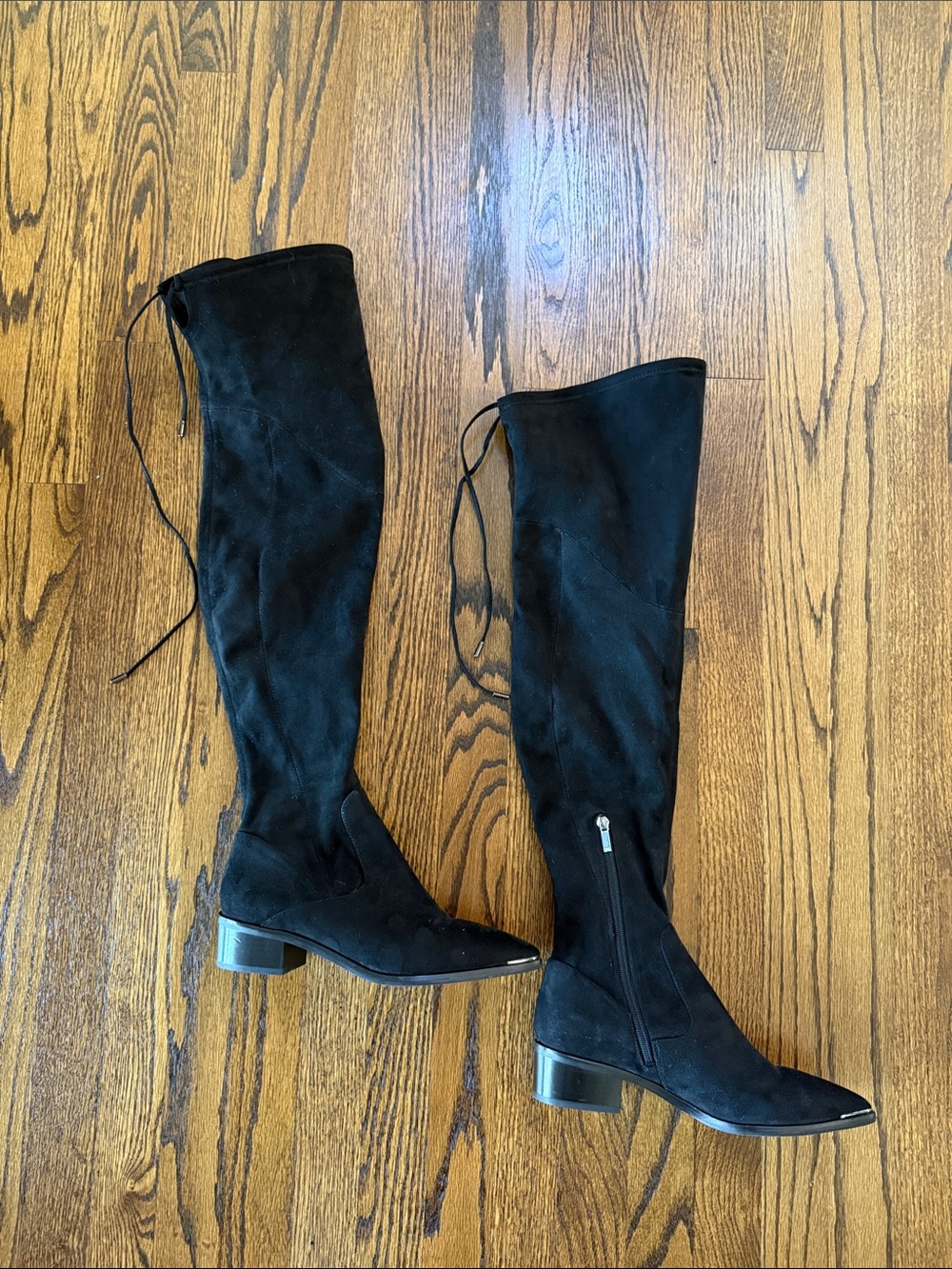 Marc Fisher LTD Women’s 8.5 Black Suede Over-the-Knee Boots with Lace Tie